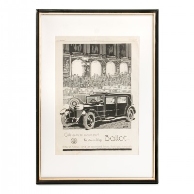 Grafika reklamowa automobilu marki BALLOT. Francja, 1925